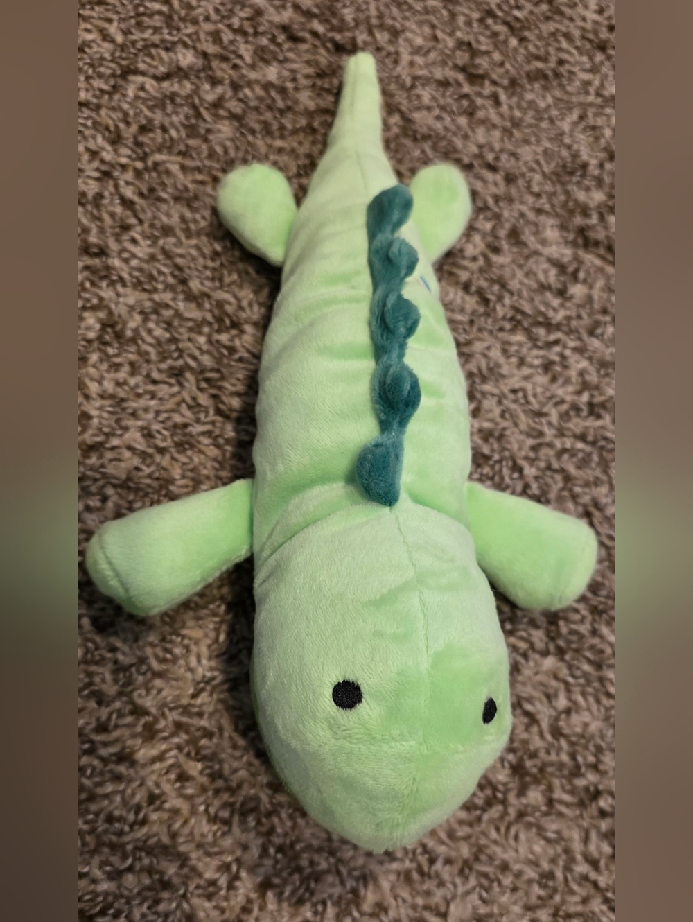 Mariah Elizabeth Green Plush Dinosaur Pencil Casewith Dark Green Spine